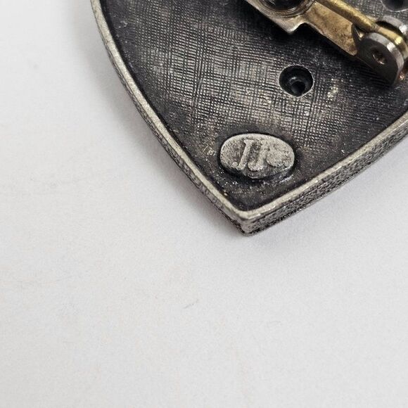 Vintage JJ Jonette Floral Heart Butterfly Brooch Pin Trinket Jewelry Box Pewter - Picture 7 of 13